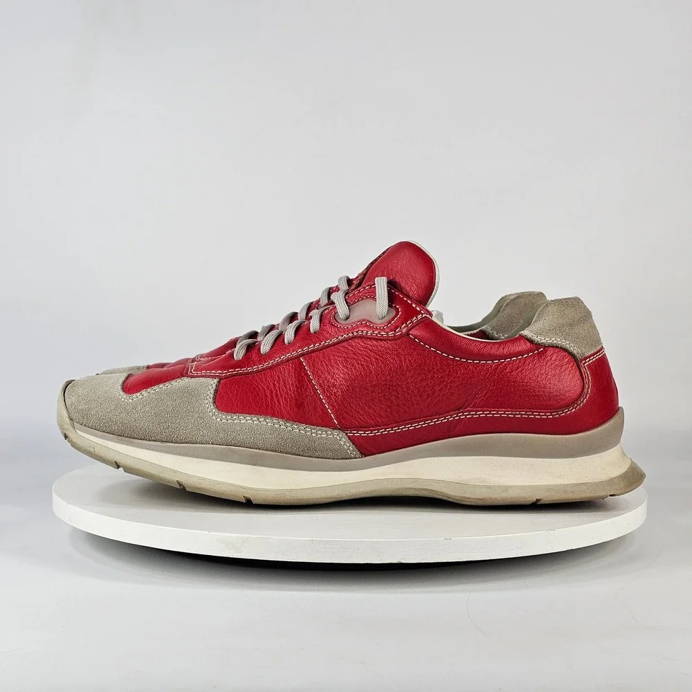 Vintage Prada Americas Cup Red Leather Grey Suede Sneakers E2003 39 Womens